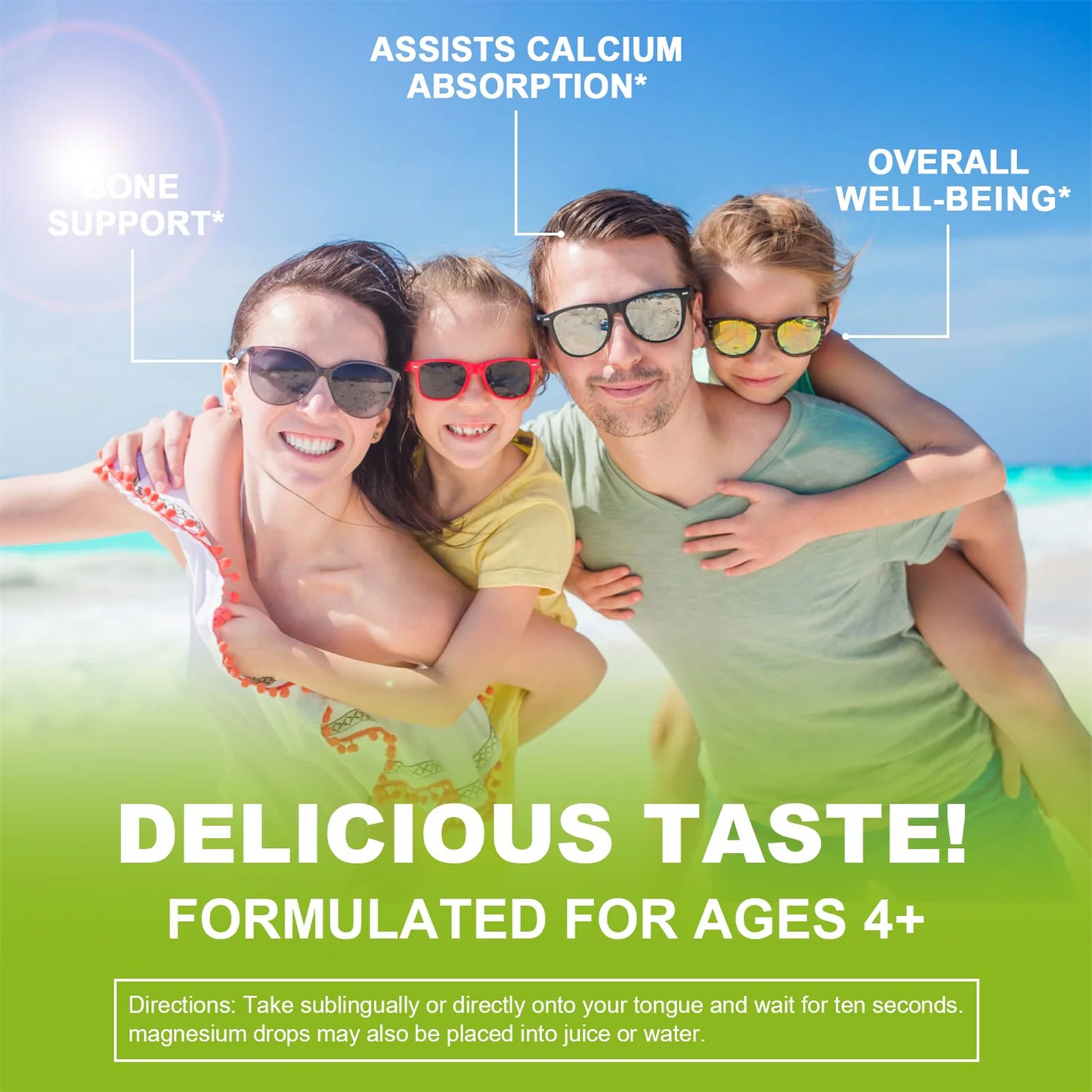 Calcium Magnesium Zinc Liquid with Vitamin D3, Magnesium Glycinate Drops Plus Vitamin C K2, High Absorption Plant Calcium Supplement for Heart & Bone, 30 Servings, Lemon Flavor