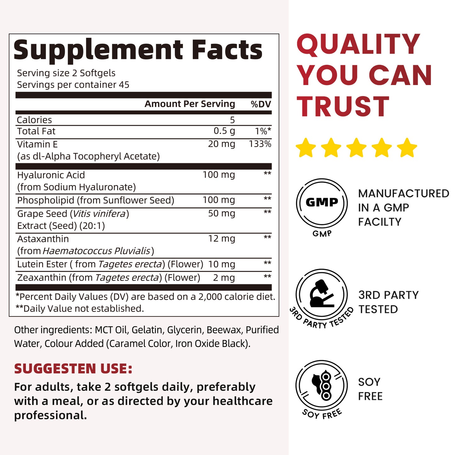 Liposomal Astaxanthin & Hyaluronic Acid | 90 Softgels