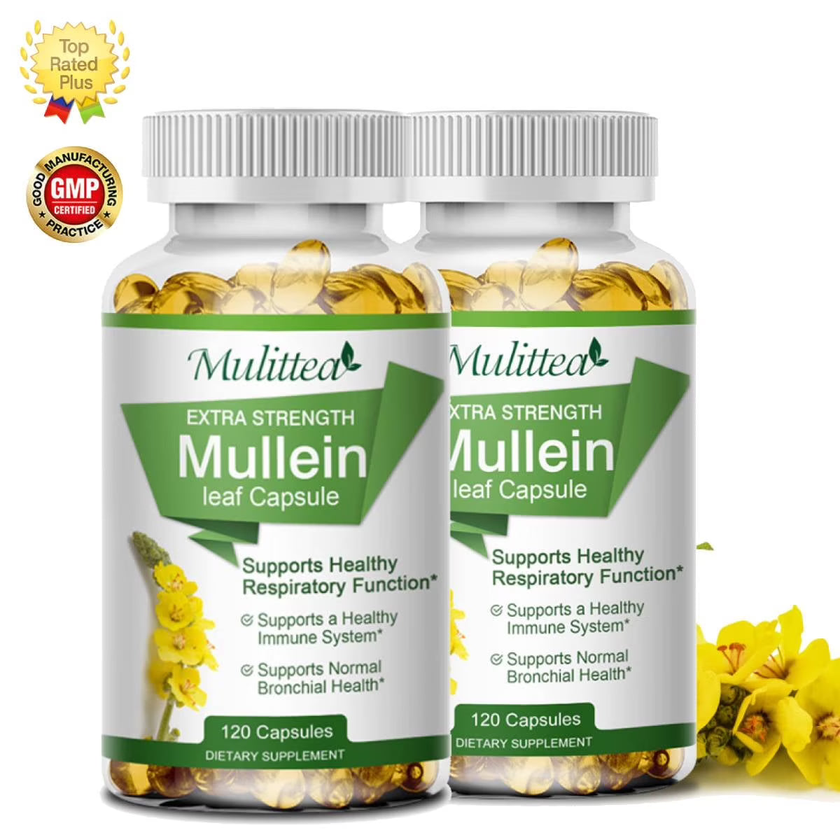 (2 Pack)Mulittea Mullein Leaf Capsules,Support Lung Detox Health Supplement,240 Capsules