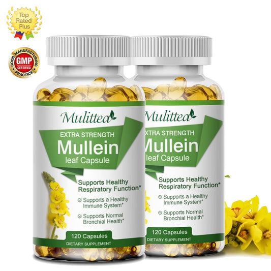 (2 Pack)Mulittea Mullein Leaf Capsules,Support Lung Detox Health Supplement,240 Capsules