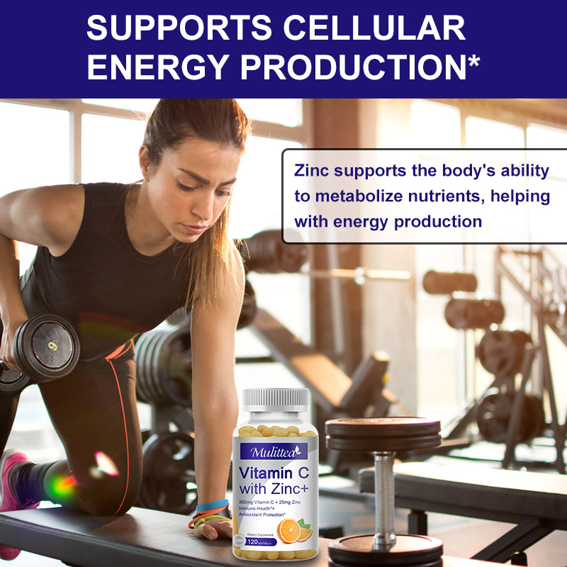 Vitamin C with Zinc – 1000mg Vitamin C + 20mg Zinc for Immune Support, Antioxidant & Energy – Vegan Capsules