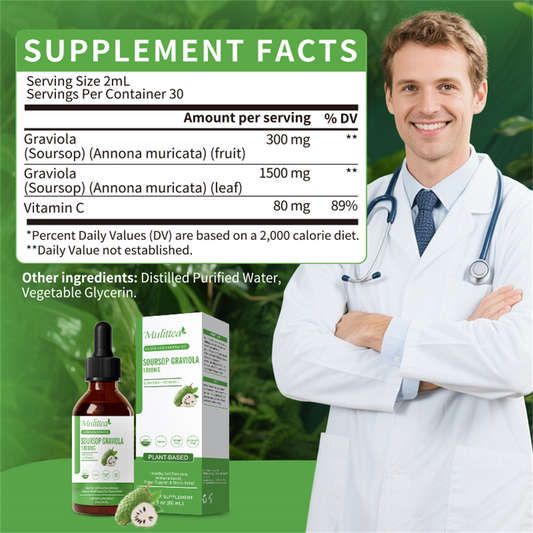 Ultra Concentrated Soursop  Extract 1800mg – Immune & Antioxidant Support – 30 Servings