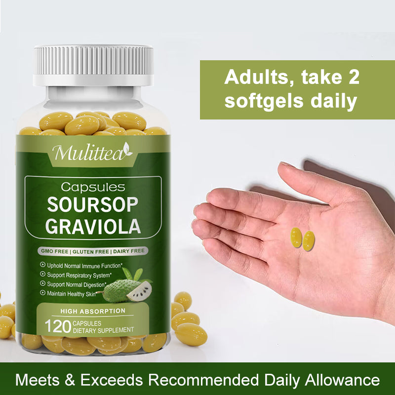 Mulittea Soursop Graviola Capsules – 120 Easy Swallow Softgels