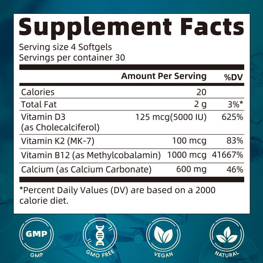 Calcium D3 K2 & B12 | 120 Softgels