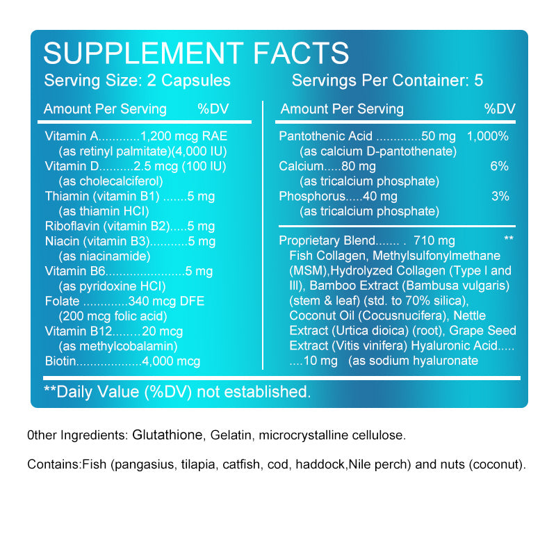 Mulittea Collagen Capsules with Vitamin C – Antioxidant Support for Healthy Skin, Hair & Nails – 60 Capsules – Non-GMO, Gluten-Free