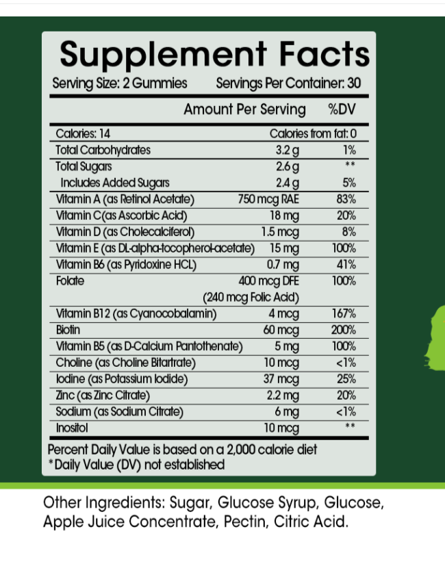 Fruit & Vegetable Complex Gummies - Whole Food Multivitamin & Fiber for Energy & Immunity - 60 Gummies