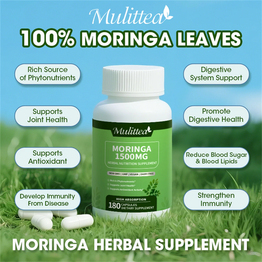Moringa Oleifera 180 Capsules - 1500mg Pure Moringa Powder Organic - Non GMO, Gluten Free - Superfood Antioxidant Supplement - Energy, Metabolism and Immune Support, 3 Month Supply