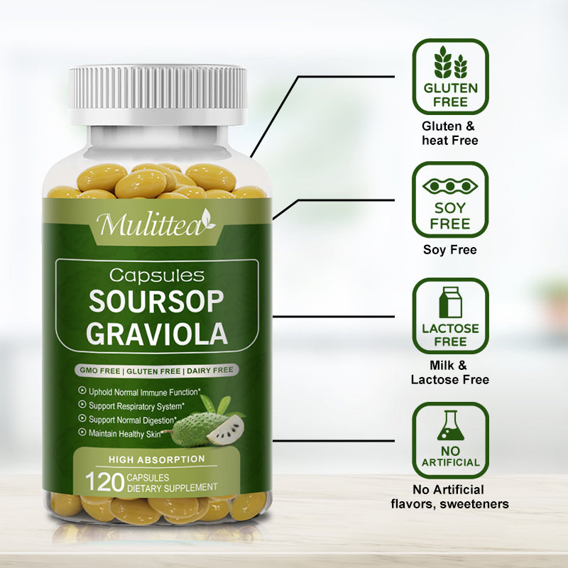 Mulittea Soursop Graviola Capsules – 120 Easy Swallow Softgels