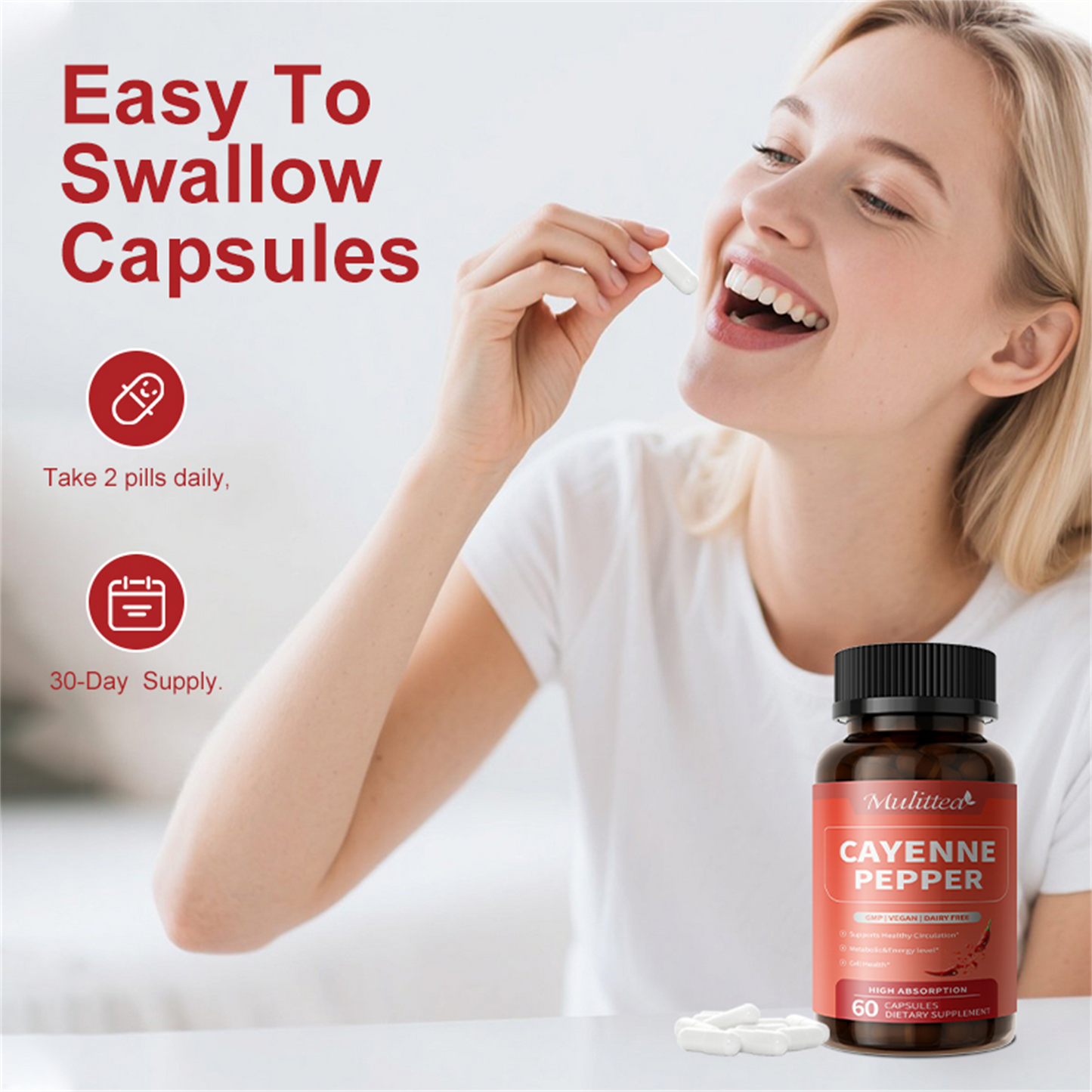 Advanced Heart & Blood Flow Support | 12-in-1 Formula with Nattokinase 20,000FU, Hawthorn, Cayenne Pepper | Non-GMO Vegan Capsules By Mulittea