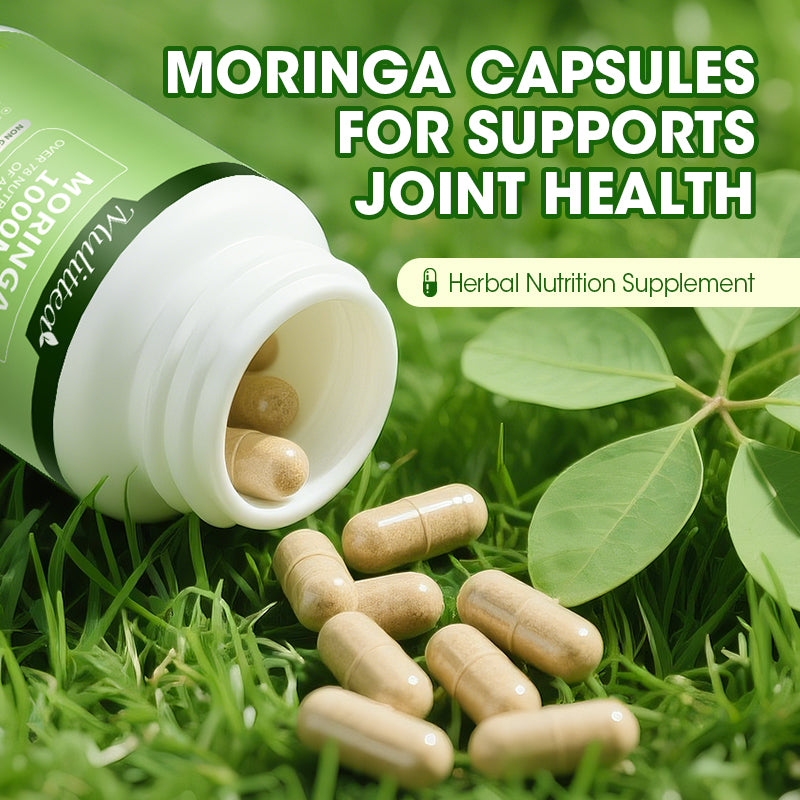 Moringa Capsules 1000mg, Rich Moringa Powder with Turmeric, Green Tea, Ginger, Natural Antioxidant Supplement, Supports Energy, Skin Health, Gut Health, 60 Capsules