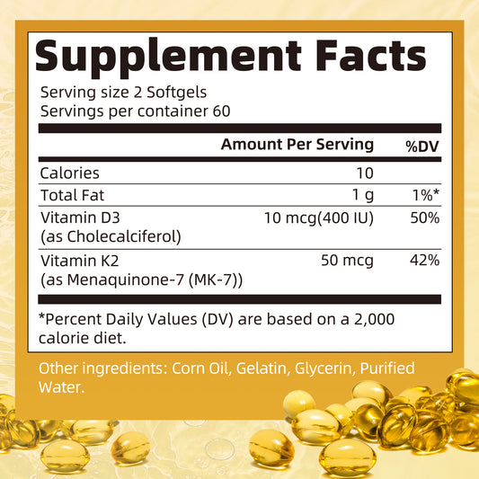 Mulittea® Vitamin D3 + K2 (MK7) Softgels | High Absorption Bone & Cardiovascular Matrix