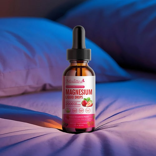 Mulittea Magnesium Glycinate Liquid Drops – High Absorption Triple Magnesium with D3, K2, B6 – Sugar-Free, Vegan, Sleep & Muscle Support - 2 Packs