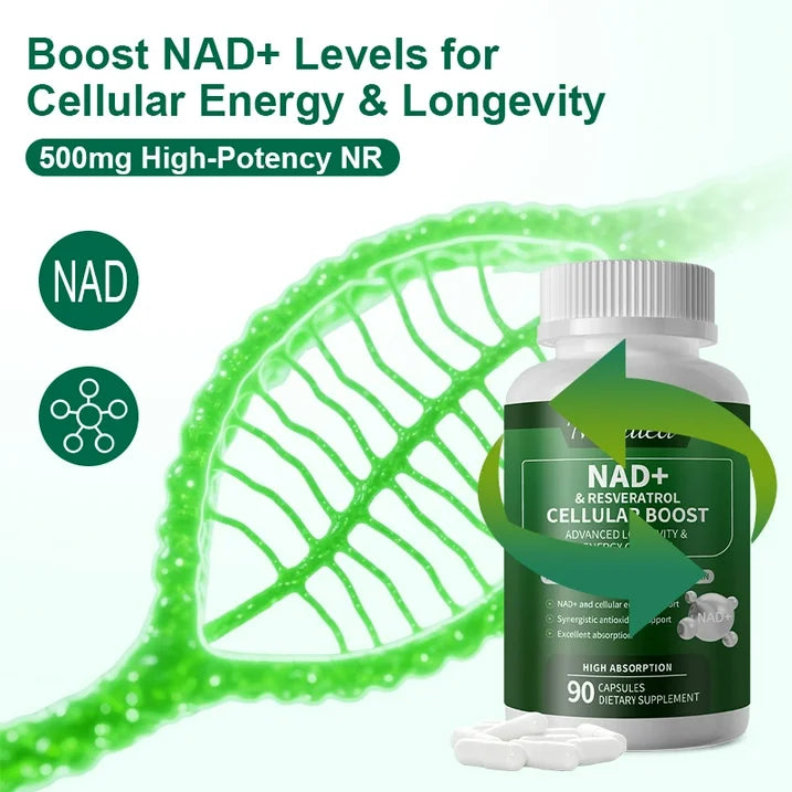 Mulittea Nicotinamide Riboside Complex Capsules with Quercetin, Resveratrol, NAD+ Supplement, 90 Vegan Capsules for Cellular Energy Support & Metabolic Health
