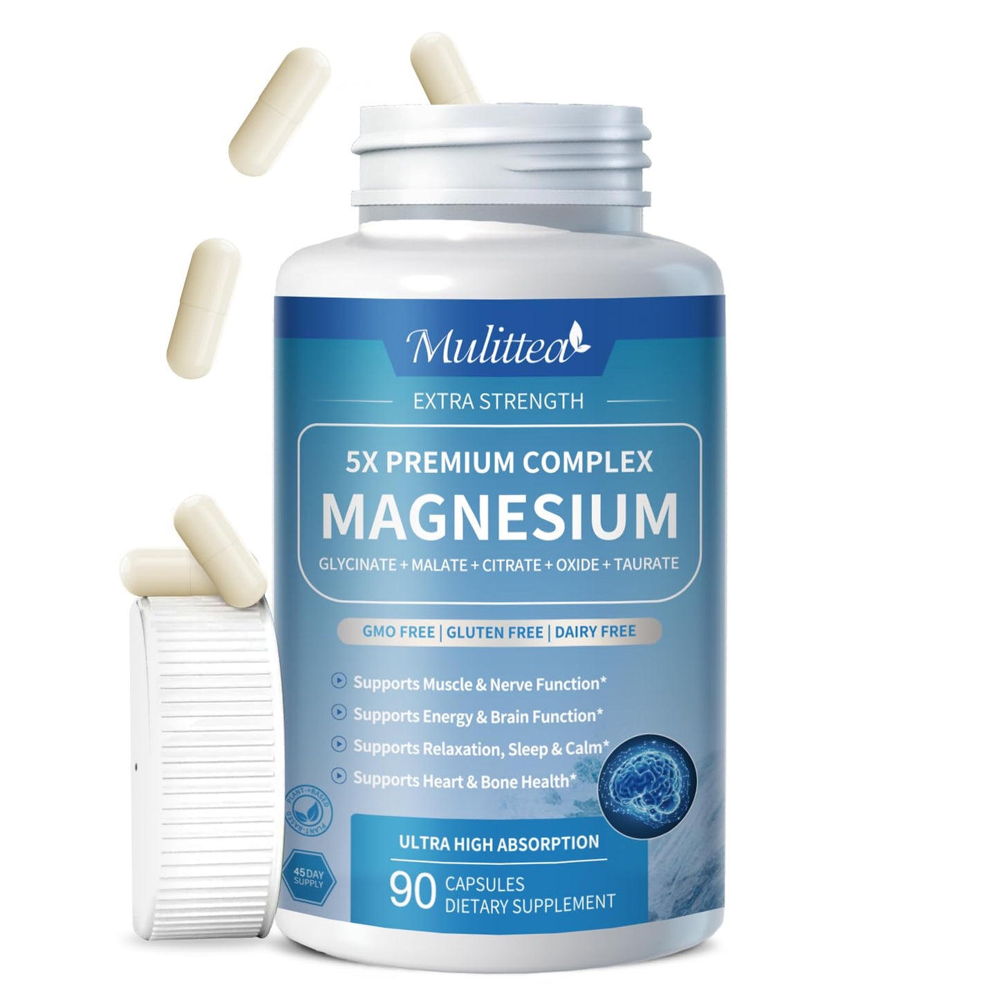 5-in-1 Magnesium Glycinate Complex | Stress, Sleep & Muscle Support – Vegan Capsules