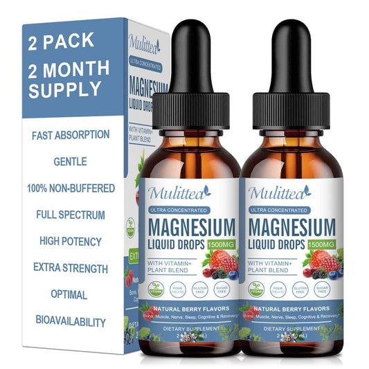 2 Packs Magnesium Glycinate Liquid Drops - Triple Absorption with Vitamin D3 & K2 for Nerve, Heart, Muscle & Metabolism Support