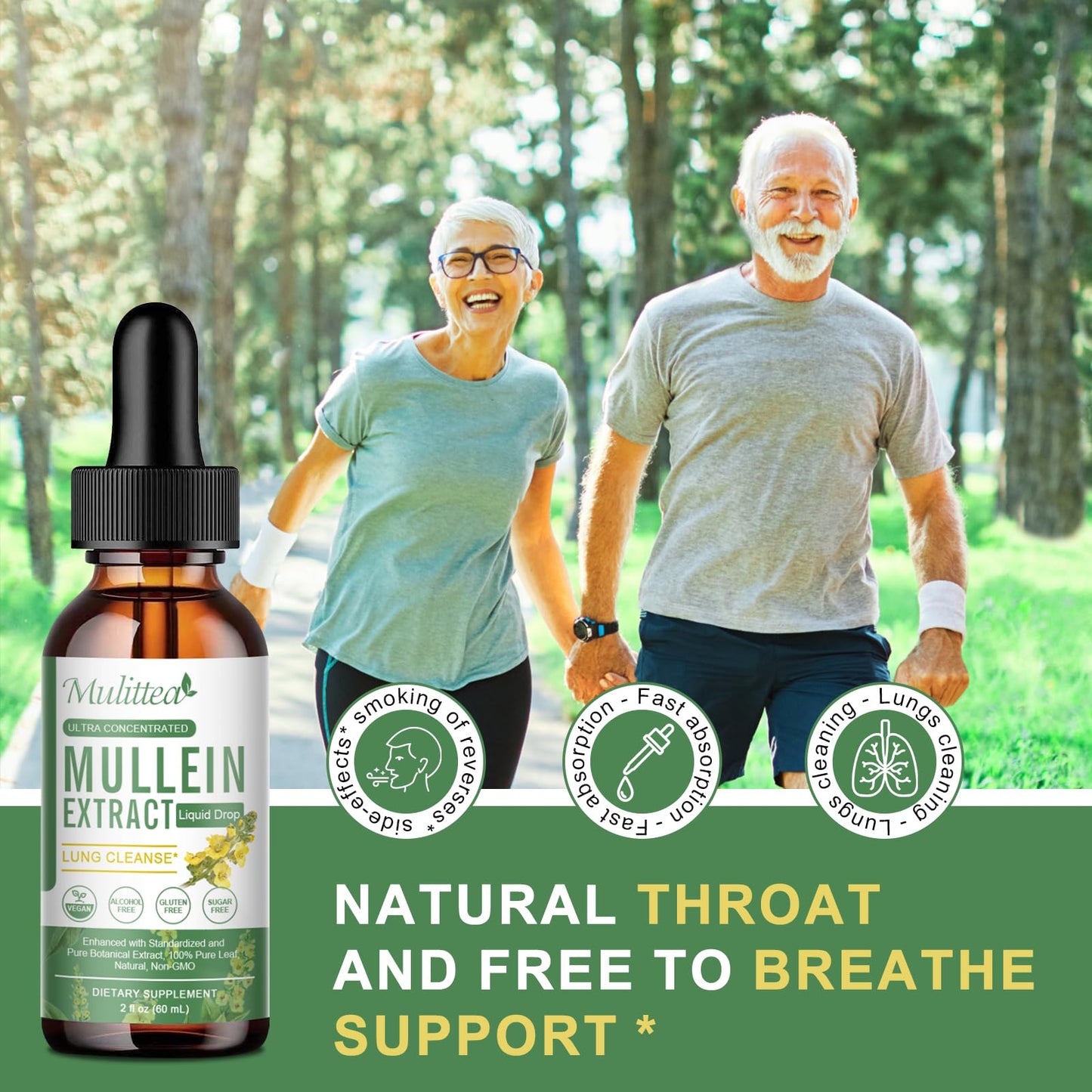 Mullein Drops for Lungs - Lung Cleanse & Detox- Vegan Mullein Leaf Extract Support Immune,Respiratory Digestive -9 Potent Herbal Supplement to Renew -As Liquid, Tincture