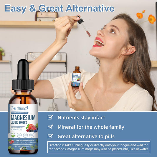2 Packs Magnesium Glycinate Liquid Drops - Triple Absorption with Vitamin D3 & K2 for Nerve, Heart, Muscle & Metabolism Support