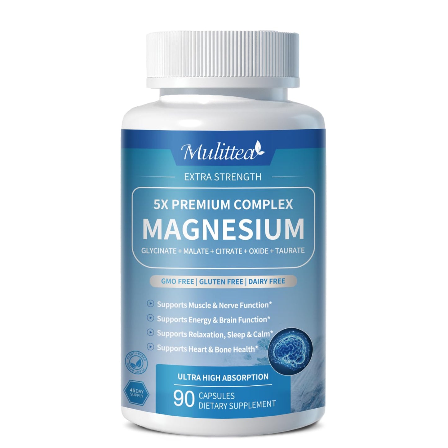 5-in-1 Magnesium Glycinate Complex | Stress, Sleep & Muscle Support – Vegan Capsules