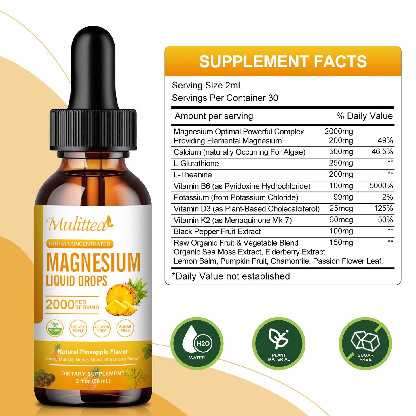 Magnesium 500mg Liquid Drops – High Absorption Formula for Relaxation & Sleep Support – Vegan & Sugar-Free