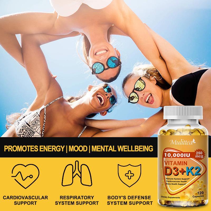 Vitamin D3 + K2 MK-7 Softgels – High Potency 10000 IU | Supports Calcium Absorption, Bone Strength, Joint Flexibility & Immune Health
