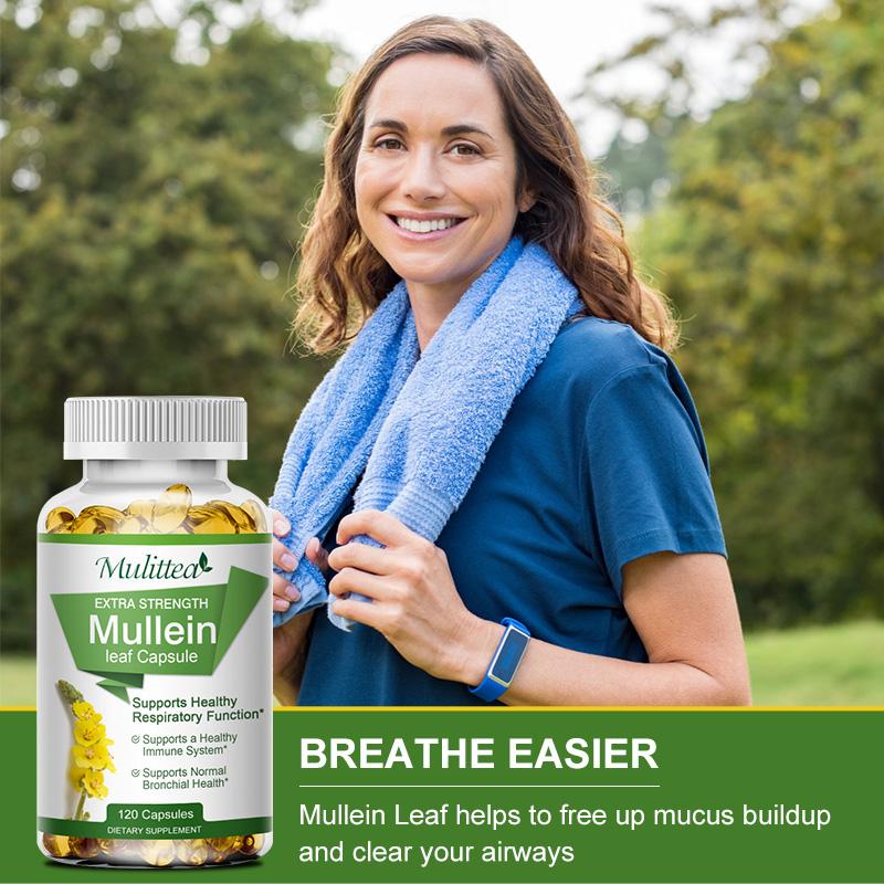 Natural Mullein Leaf Capsules – Herbal Lung Cleanse & Respiratory Support – Vegan 120pcs
