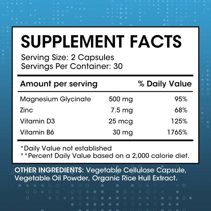 Mulittea Magnesium Glycinate 500mg Capsules – With Zinc, Vitamin D3 & B6 – High Absorption, Non-GMO, Gluten-Free – 120 Count