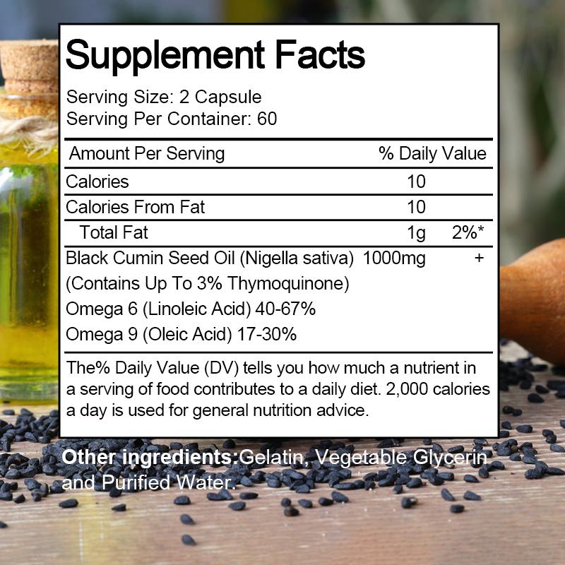 Mulittea Black Seed Oil 1000mg – Cold-Pressed Black Cumin (Nigella Sativa) Capsules – 3% Thymoquinone – Omega 3 6 9 – 120 Softgels