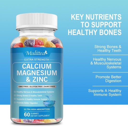 Calcium Magnesium Zinc Gummies with Vitamin D3 – Bone, Nerve & Immune Support for Adults & Teens