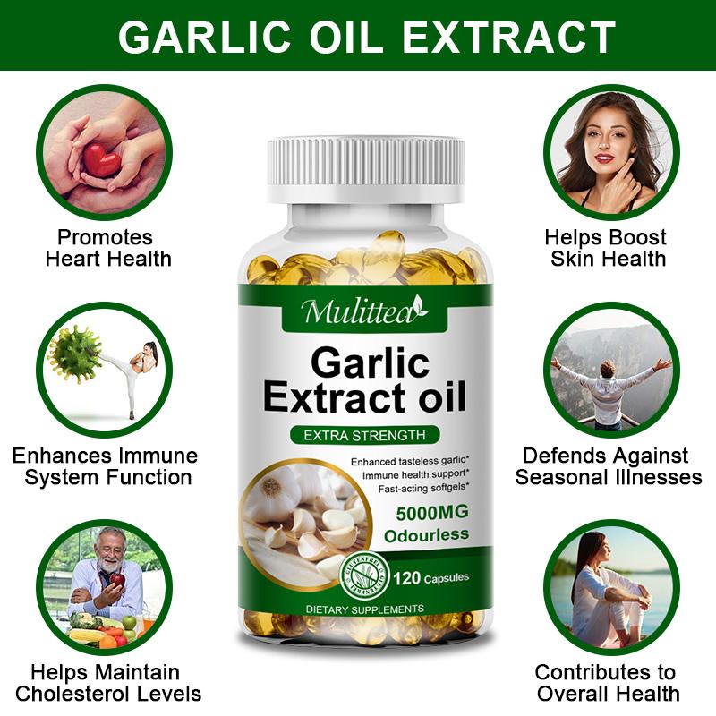 MULITTEA Organic Odorless Garlic Capsules 5000mg – Heart, Immune & Digestive Support Softgels