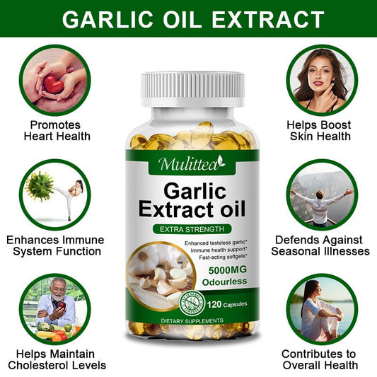 MULITTEA Organic Odorless Garlic Capsules 5000mg – Heart, Immune & Digestive Support Softgels