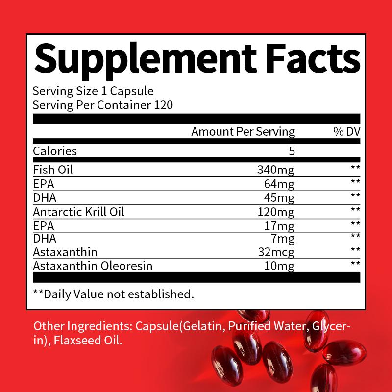 2 Packs Fish & Krill Oil with EPA, DHA & Astaxanthin – Joint & Brain Support