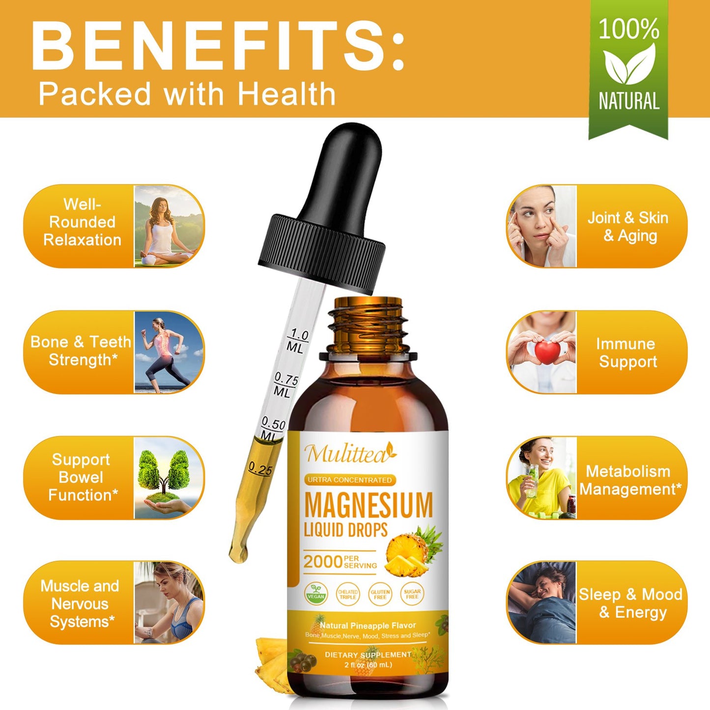 Magnesium 500mg Liquid Drops – High Absorption Formula for Relaxation & Sleep Support – Vegan & Sugar-Free
