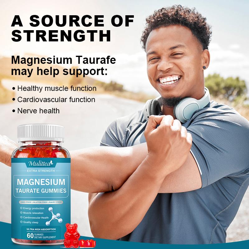 Mulittea Magnesium Taurate Gummies (60 Count) | 1800mg, High Absorption | Heart Health