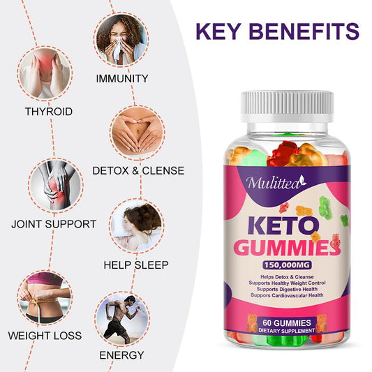 Mulittea Keto ACV Gummies (60 Count) | 150,000mg Strength | Weight Management & Detox Support