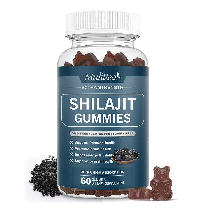 Mulittea Shilajit Gummies 800mg – 60 Strawberry Flavor Gummies (2 Pack) for Energy & Immune Support