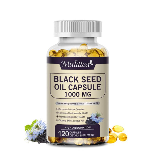 Mulittea Black Seed Oil 1000mg – Cold-Pressed Black Cumin (Nigella Sativa) Capsules – 3% Thymoquinone – Omega 3 6 9 – 120 Softgels