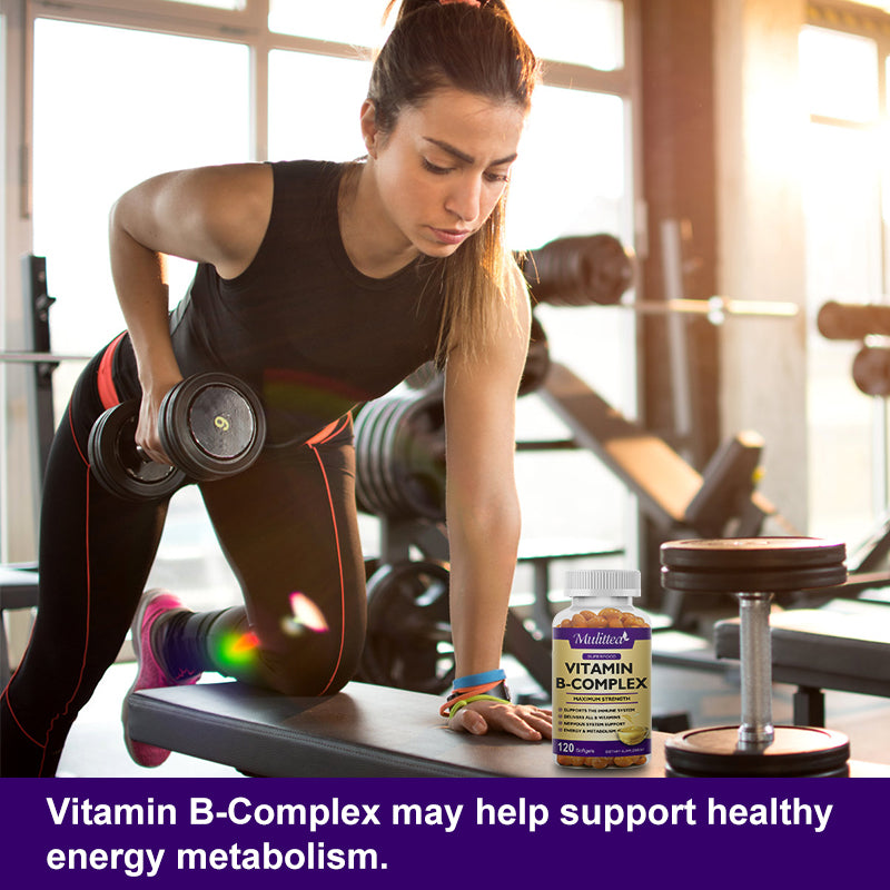 Vitamin B Complex Capsule (B12, B1, B2, B3, B5, B6, B7, B9, Folic Acid & Biotin) ,Reduce Stress & Supports Better Moods ,Assists Nervous System Health & Energy