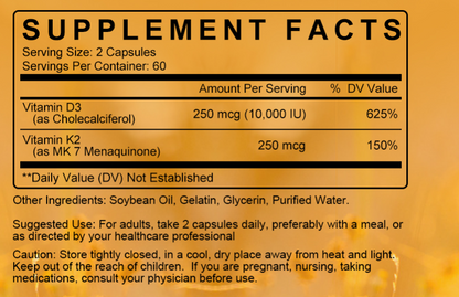 Vitamin D3 + K2 MK-7 Softgels – High Potency 10000 IU | Supports Calcium Absorption, Bone Strength, Joint Flexibility & Immune Health