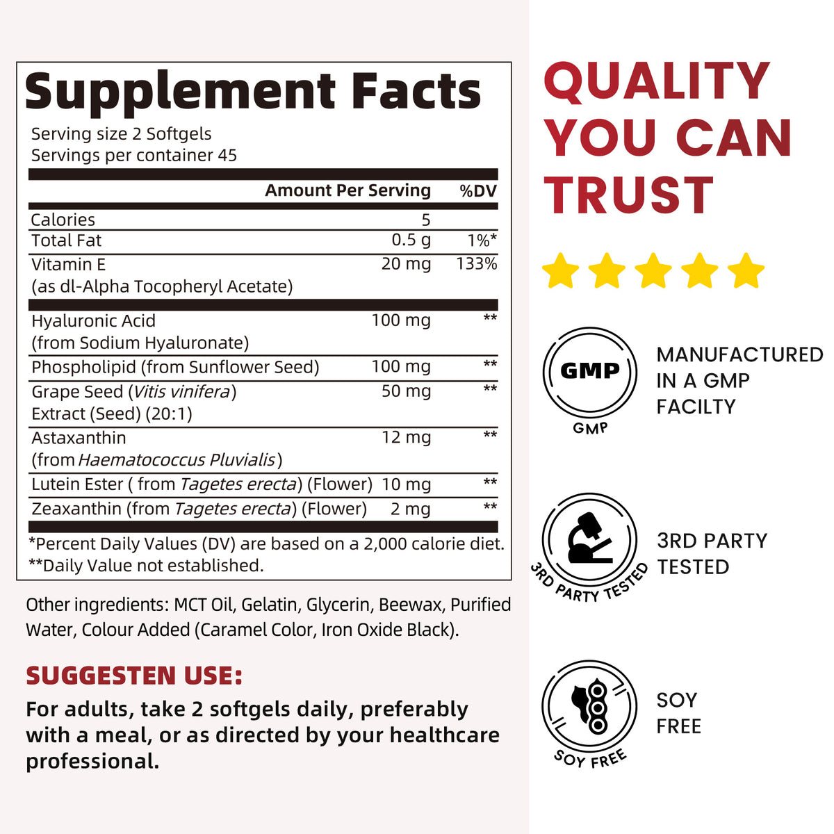 Liposomal Astaxanthin & Hyaluronic Acid | 90 Softgels