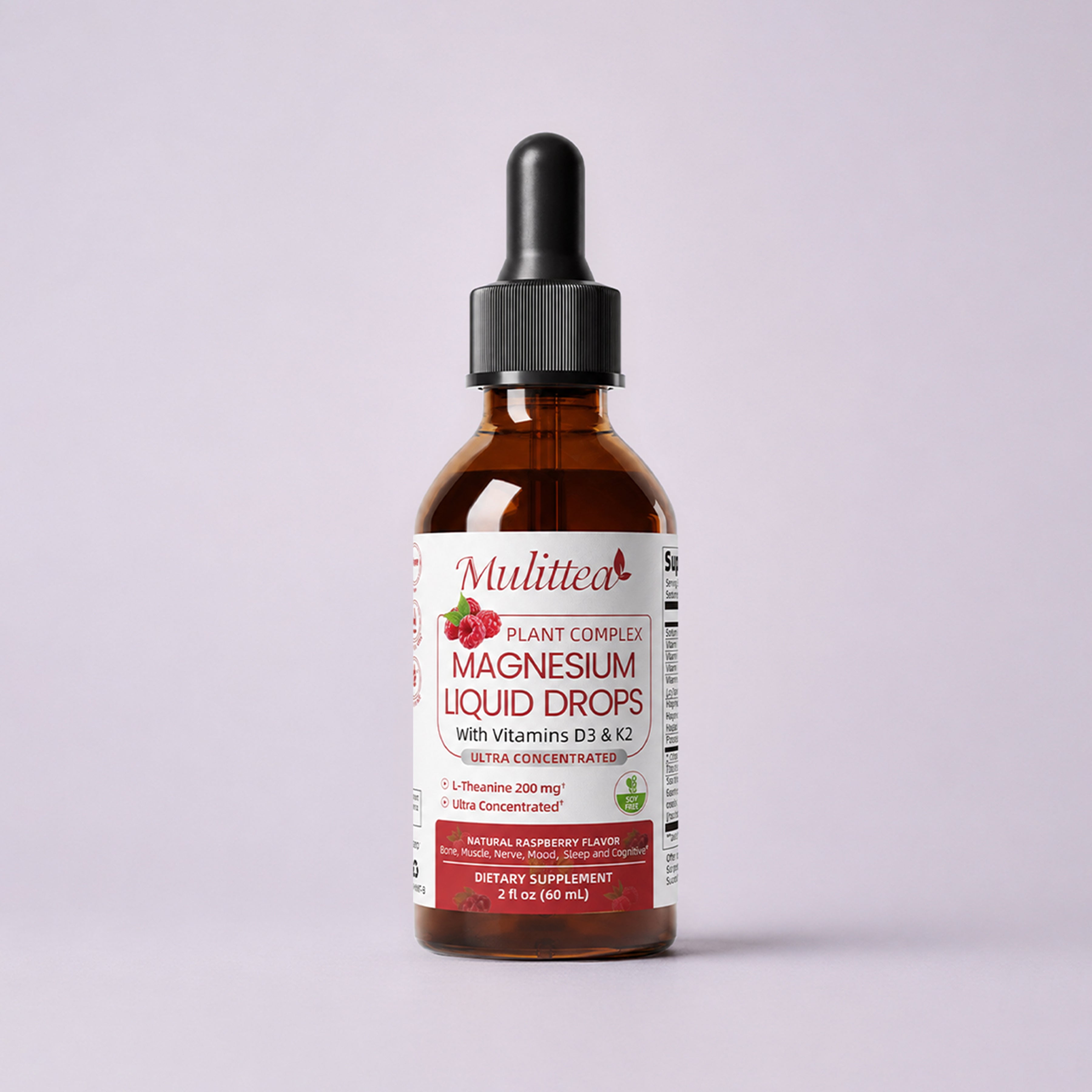 Magnesium Glycinate & L-Theanine Drops, Raspberry Flavor | 2 fl oz (60ml)