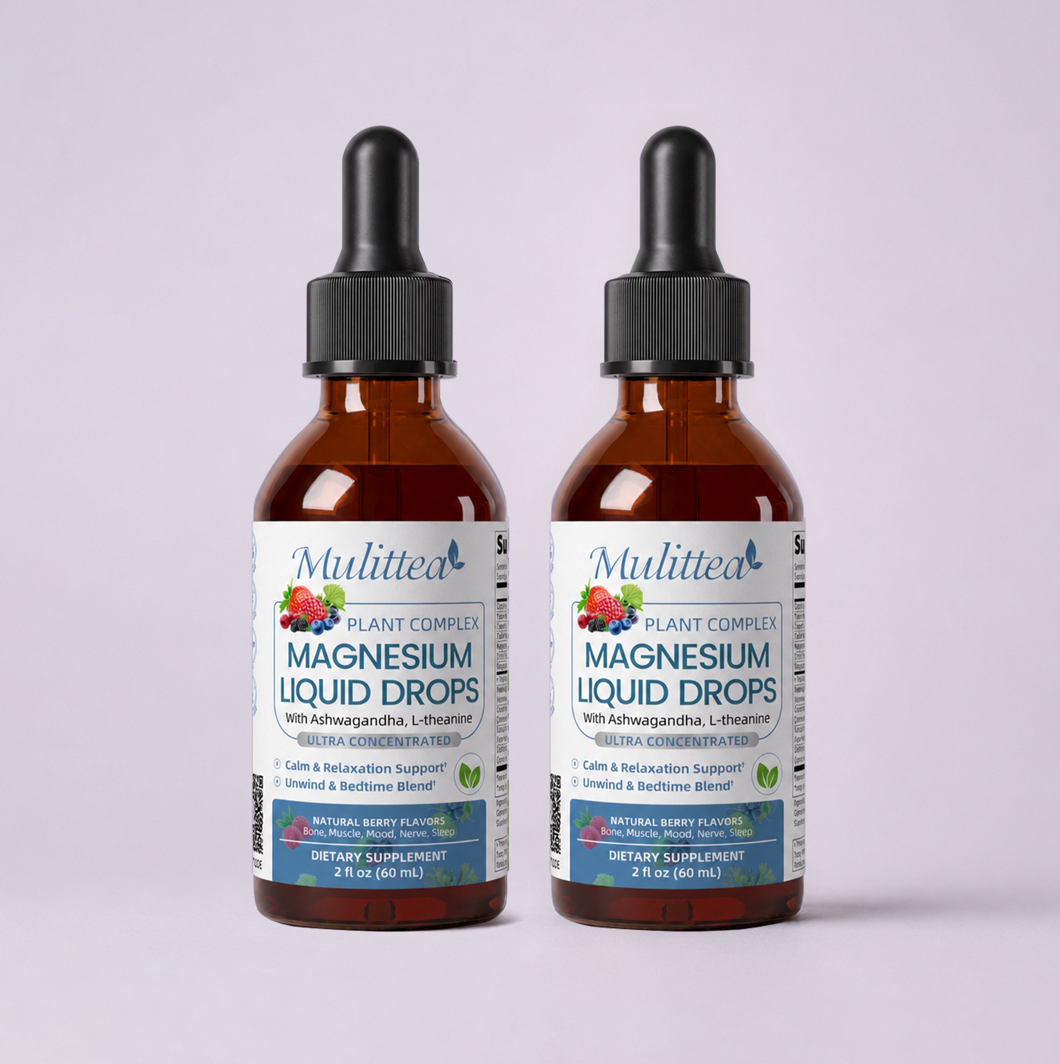 Magnesium Glycinate & Ashwagandha Drops | 2 x 2 fl oz (120ml)