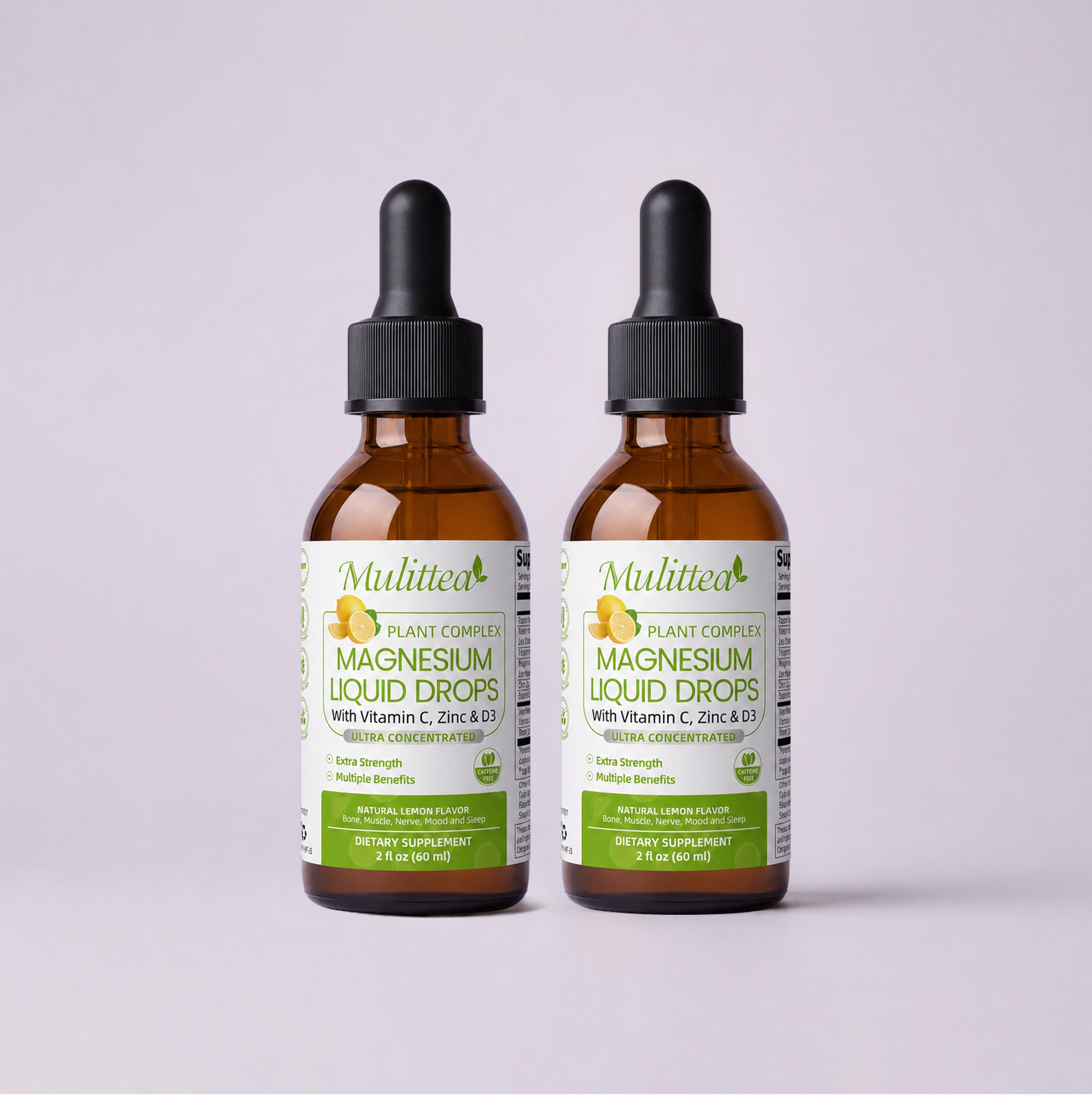 Magnesium Glycinate & Zinc Drops, Lemon Flavor | 2 x 2 fl oz (120ml)