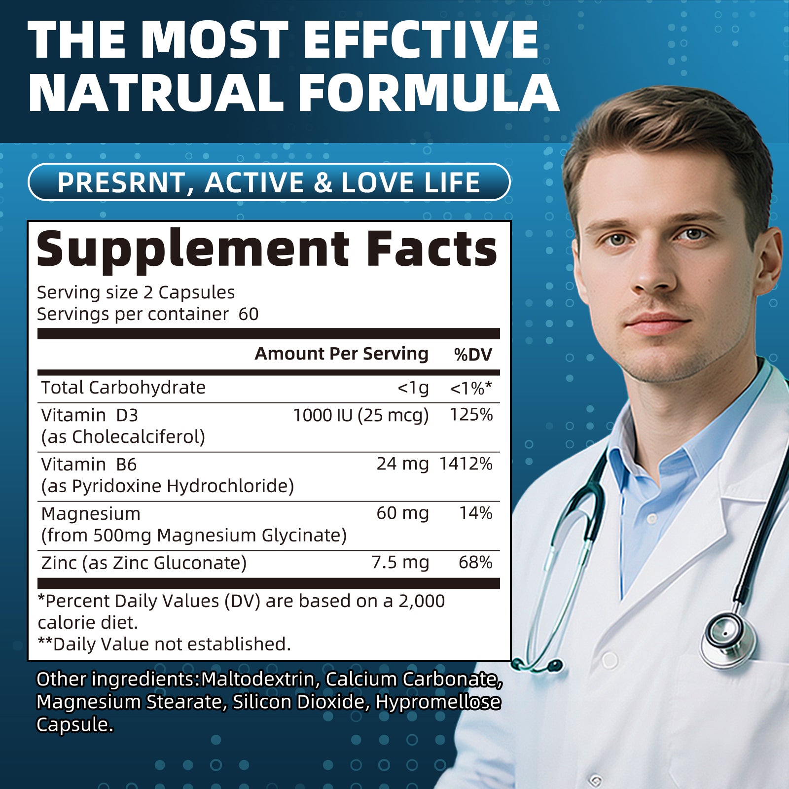 500mg Magnesium Glycinate & Zinc Complex | 120 Capsules