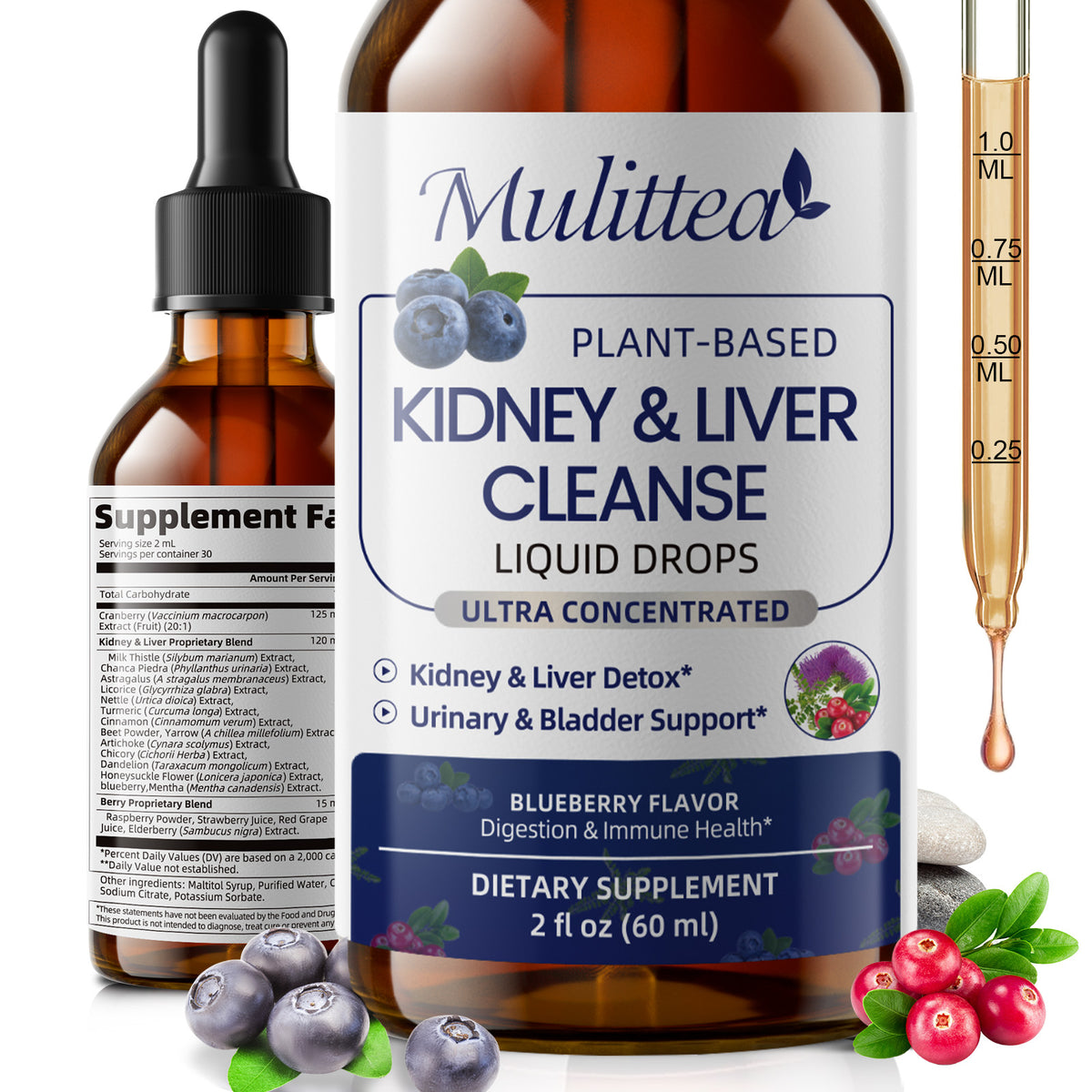 Mulittea 27-in-1 Kidney & Liver Cleanse Drops | 2 fl oz (60ml)