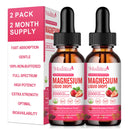 (2 Pack) Magnesium Supplement, 1000mg with High Potency Magnesium 500 Glycinate & 500mg Citrate, Sugar Free, Strawberry Liquid Drops Promotes Nerv,Relaxation,Muscle Sleep Support.