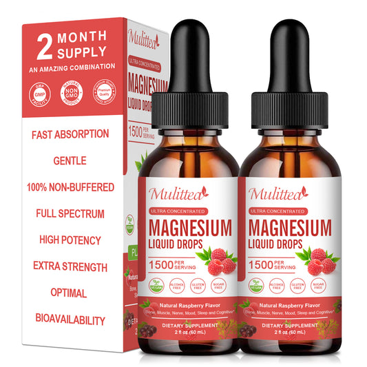 Magnesium Glycinate,Malate, Taurate & Citrate Complex Liquid Drop w/ Vitamin B,C,D,K,Potassium, Superfood Advanced Absorption- Bone Health, Nerves, Muscles & Energy Support Supplement-60 Days