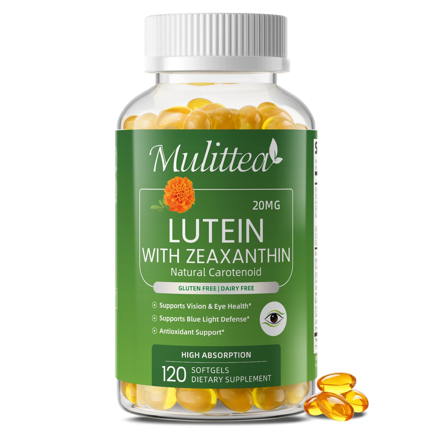 Mulittea® Lutein with Zeaxanthin 20mg Softgels - 120ct