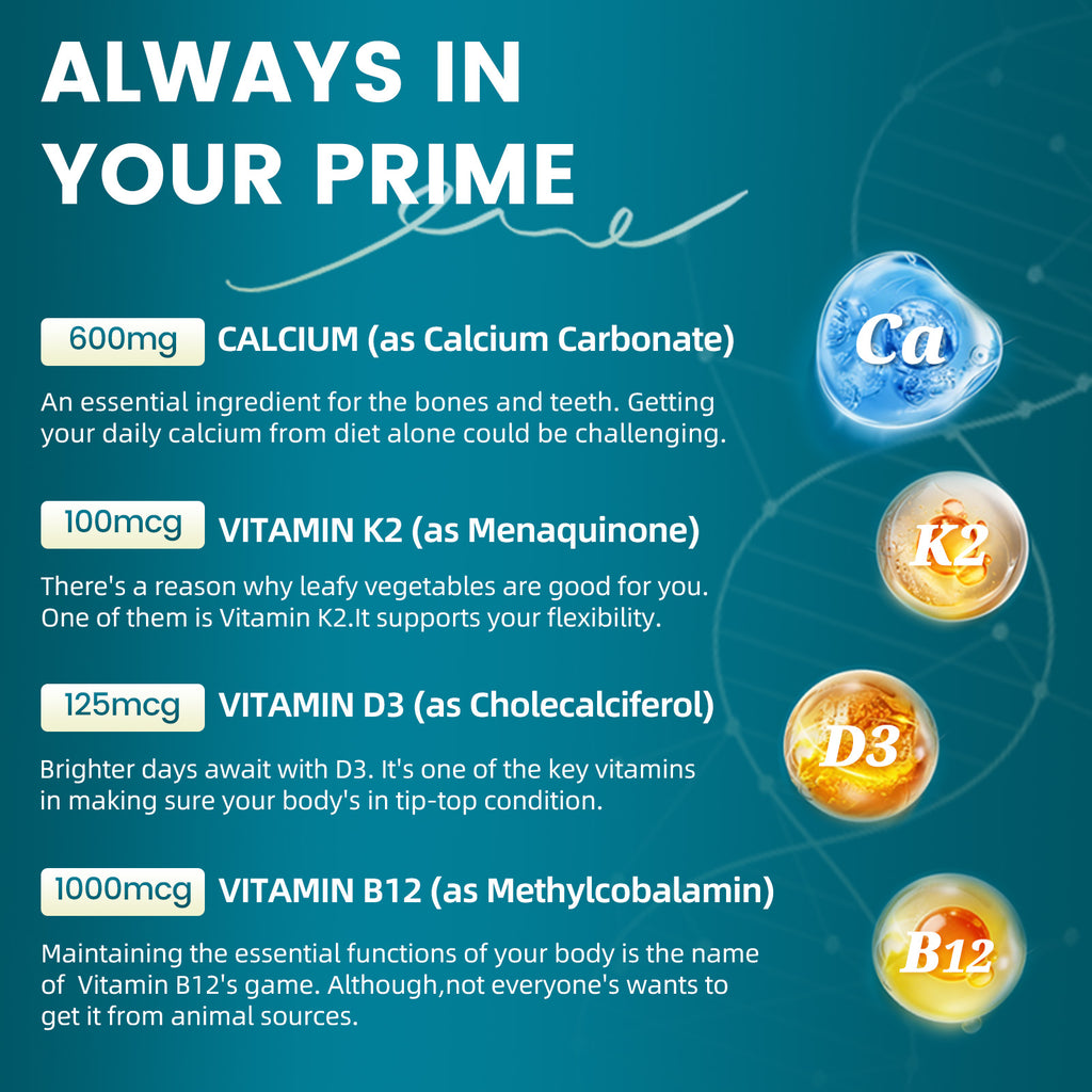 Calcium D3 K2 & B12 | 120 Softgels