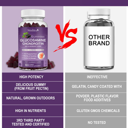 (2 Pack)Mulittea Glucosamine Chondroitin Gummies,with MSM & Elderberry,Joint Support Supplement Immune Support,120 Count