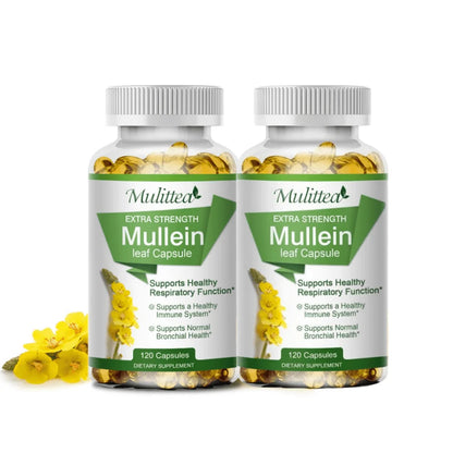 Natural Mullein Leaf Capsules – Herbal Lung Cleanse & Respiratory Support – Vegan, Non-GMO